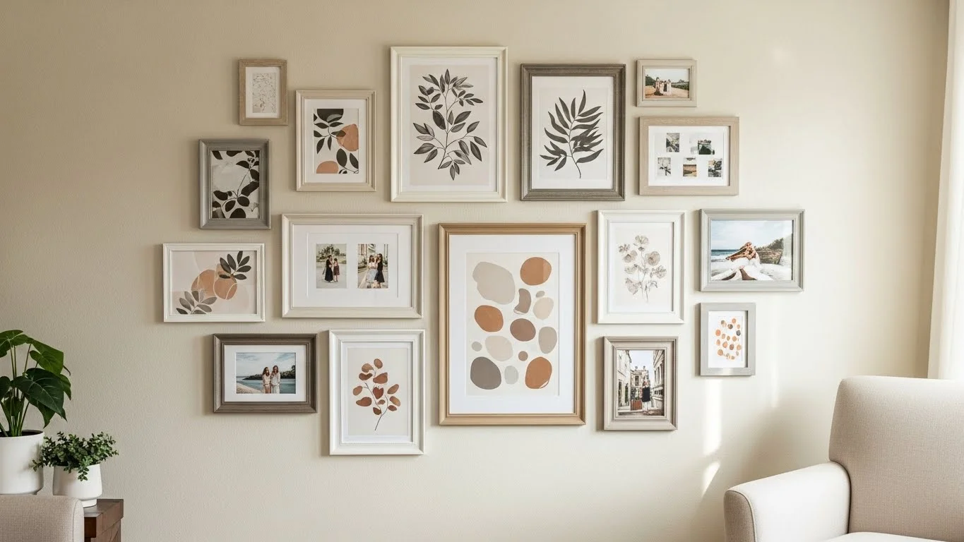 How to Arrange a Picture Wall With DIY Frames - craftedwizard.com
