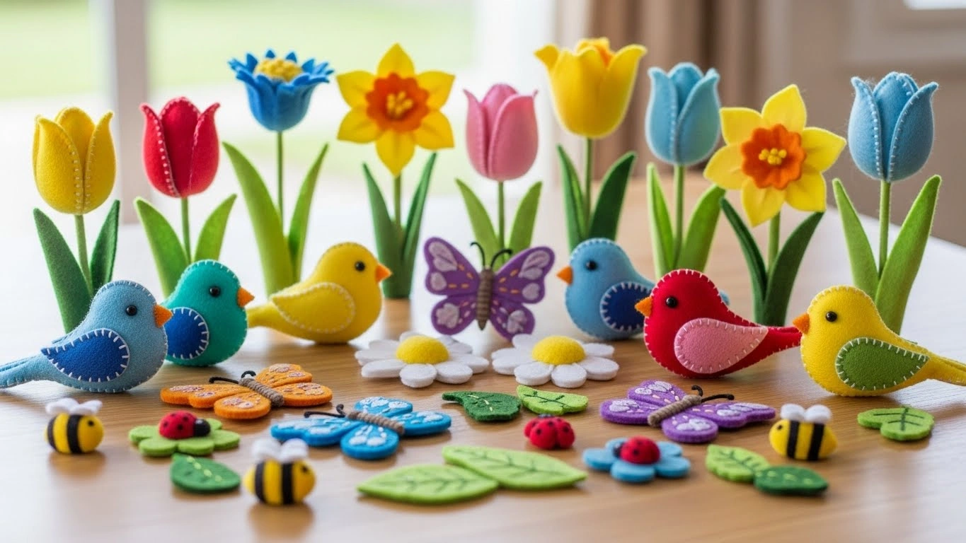Simple Felt Spring 24 Soft Felt Spring Crafts for Beginners - craftedwizard.com