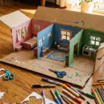 How to Make a Cardboard Dollhouse with Simple Supplies for Kids